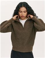 Textured Funnel Neck Half Zip Jumper