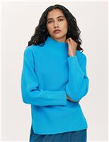 Cotton Rich Textured Funnel Neck Jumper