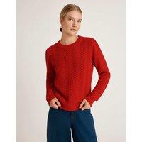 Finery London Pure Cotton Textured Crew Neck Jumper Red