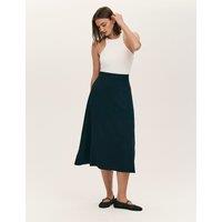 Finery London Crepe Midi A-Line Skirt Navy
