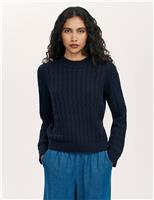 Pure Cotton Cable Knit Crew Neck Jumper