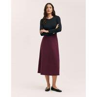 Finery London Jersey Midi A-Line Skirt Burgundy