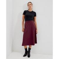 Finery London Jersey Midi A-Line Skirt Burgundy
