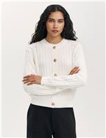 Pure Cotton Textured Round Neck Cardigan