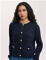 Pure Cotton Textured Round Neck Cardigan