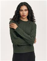 Pure Cotton Cable Knit Crew Neck Jumper