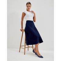 Finery London Jersey Midi A-Line Skirt Navy