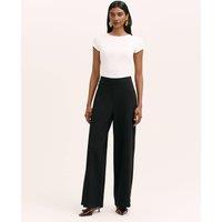 Finery London Jersey Elasticated Waist Wide Leg Trousers Black