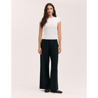 Finery London Jersey Elasticated Waist Wide Leg Trousers Black