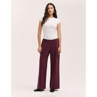 Finery London Jersey Elasticated Waist Wide Leg Trousers Burgundy