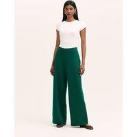 Finery London Jersey Elasticated Waist Wide Leg Trousers Green