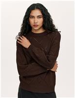 Finery London Pure Cotton Pointelle Jumper Brown