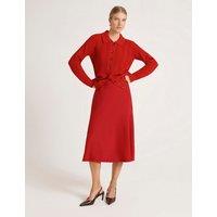 Finery London Crepe Midi Slip Skirt Red