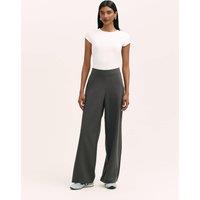 Finery London Jersey Elasticated Waist Wide Leg Trousers Grey