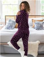 Fleece Heart Print Pyjama Set