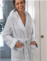 Pour Moi Striped Dressing Gown Grey