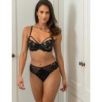 Pour Moi India Floral Mesh High Waisted Knickers Black