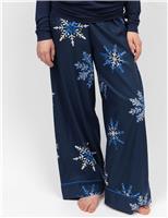 Cotton Rich Snowflake Print Family Christmas Pyjama Bottoms
