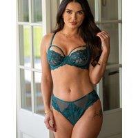 Pour Moi India Floral Mesh High Leg Knickers Dark Green