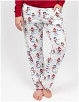 Cotton Blend Snowman Print Family Christmas Pyjama Bottoms