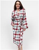 Pure Cotton Checked Dressing Gown
