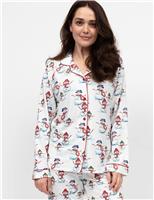 Jersey Snowman Print Pyjama Top