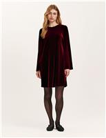 Velvet Round Neck Knee Length Skater Dress