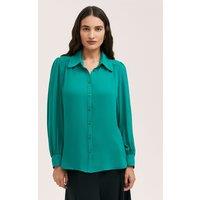 Finery London Collared Blouson Sleeve Shirt Green