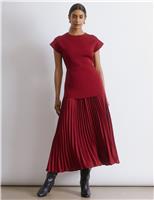 Knitted Pleated Midi Skater Dress