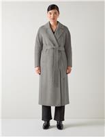 Pure Wool Belted Relaxed Maxi Wrap Coat
