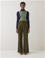 Pleat Front Wide Leg Ankle Grazer Trousers