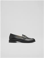 Leather Stud Detail Slip On Loafers