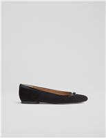 Suede Ring Detail Ballet Pumps