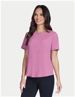 Skechers GO WALK Luxe Rib Crew Neck T-Shirt Dusky Rose