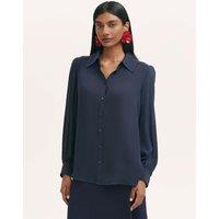 Finery London Collared Blouson Sleeve Shirt Navy