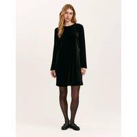 Finery London Velvet Round Neck Knee Length Skater Dress Black