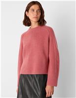 Wool Blend Textured Crew Neck Jumper
