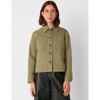 Whistles Mia Cotton Blend Utility Jacket Khaki