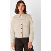 Whistles Mia Cotton Blend Utility Jacket Taupe