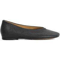 Dune London Leather Flat Ballet Pumps Black