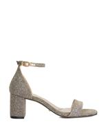 Glitter Ankle Strap Block Heel Sandals