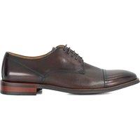 Dune London Leather Embossed Detail Derby Shoes Dark Brown