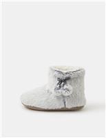 Faux Fur Pom Pom Slipper Boots