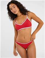 Embroidered High Leg Bikini Bottoms