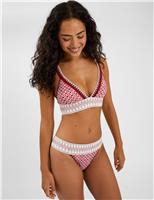 Tile Print High Leg Bikini Bottoms