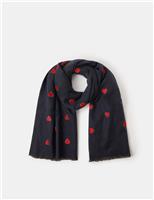 Woven Heart Embroidered Blanket Scarf