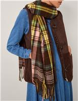 Knitted Checked Tassel Scarf