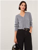 Textured V-Neck Button Front Cardigan