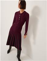 Pleated Stitch Detail Midi Dress