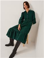 Pure Cotton Collared Midi Shirt Dress